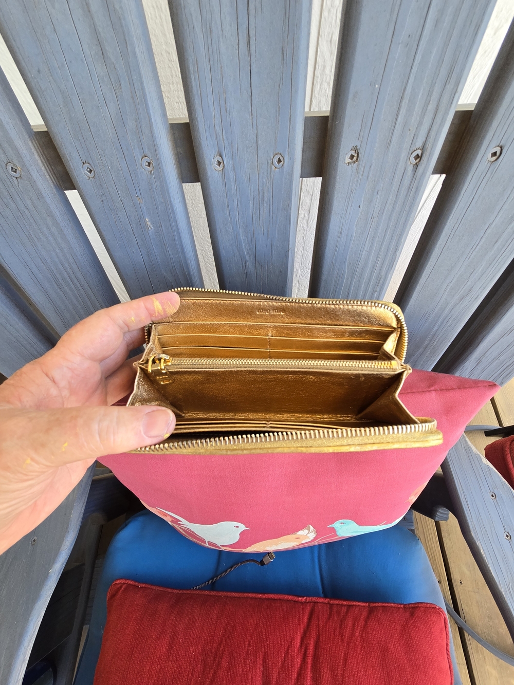 Miu Miu EUC Gold Matelassé Zip-Around Wallet 8x4.5" - Picture 5 of 10